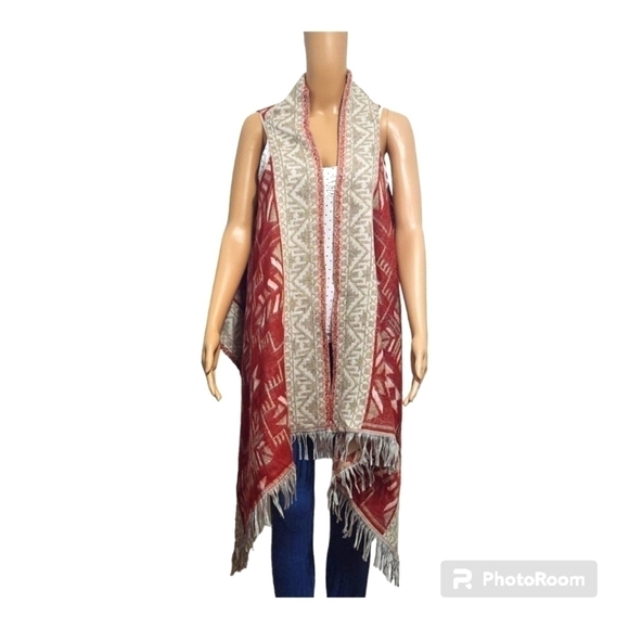 Quagga Aztec Fringe Vest Jacket Boho Southwest Tyle - Picture 1 of 8
